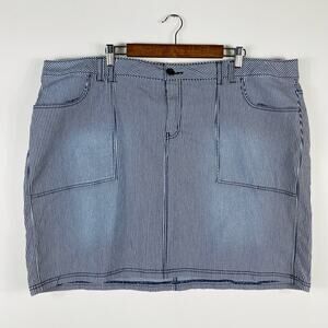 Lane Bryant Plus Size 26 Striped Denim Skirt Blue